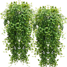 Artificial Hanging Plants 4Pcs 33Inch Fake Wall Plant Faux Eucalyptus Leaves Ivy