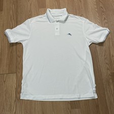 Tommy Bahama Men  s Large White Island Modern Fit Polo Shirt Preppy Classic