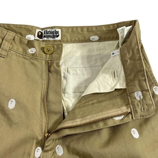 A Bathing Ape BAPE Ape Head Stitched Cotton Chino Pants Beige M W79cm BA0226211 thumbnail 5