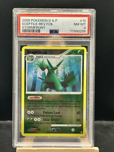 Sceptile 10/100 Rare Reverse Foil 2008 Diamond & Pearl Storm front PSA 8 NM-MT