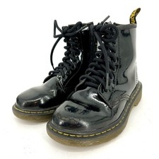 Dr Martens black patent leather YOUTH Delaney Lace up boots 12