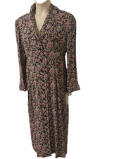 NWT Vtg 90s Liz Claiborne Maxi Dress~14~Button Down Lavender Floral Long Slv WOW
