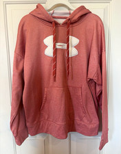 Under Armour ColdGear Women's L Pink Pullover Hoodie Fleece Pockets Loose