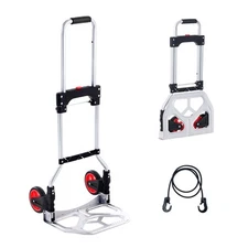 Folding Hand Truck Aluminum Luggage Trolley Cart Dolly 176 lbs Bungee Cord