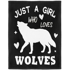 Wolf Lover Blanket, Just A Girl Who Loves Wolves Blanket, Soft Warm Cozy Flee...