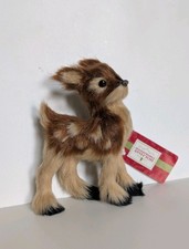 Holiday Inspirations Faux Fur Deer Christmas Ornament Woodland Decor Brown