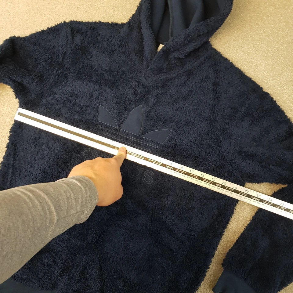 Adidas Mens Hoodie Small Blue Sherpa Teddy Bear Fleece Jumper Originals Trefoil - image 4 of 4