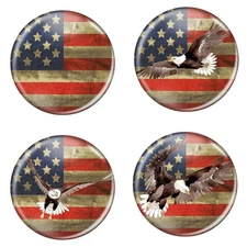 Enthoozies Distressed USA America Fridge Magnets Bald Eagle Patriotic Vintage