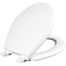 Mayfair 47SLOW-000 White Plastic Hinge Molded Wood Slow Close Toilet Seat