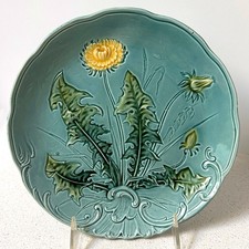 BADEN Vintage Dandelion Plate, Majolica, Zell, 722/21, Germany, Teal =XLNT=