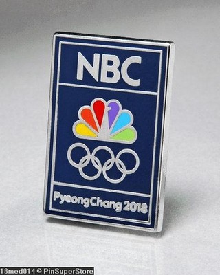 OLYMPIC PINS BADGE 2018 PYEONGCHANG SOUTH KOREA NBC SPONSOR RECTANGULAR RINGS
