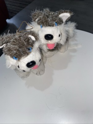 2 Vintage Wolf/ Hund/ Husky Stofftiere Plüsch 45
