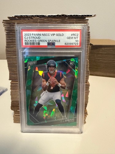 2023 Panini NSCC VIP Gold CJ Stroud Green Sparkle Prizm Rookies /99 PSA 10 #RC2