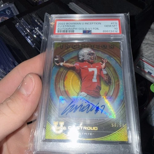2022-23 Bowman U Inception C.J. CJ Stroud Auto Gold Foil V1 50/50 PSA 10