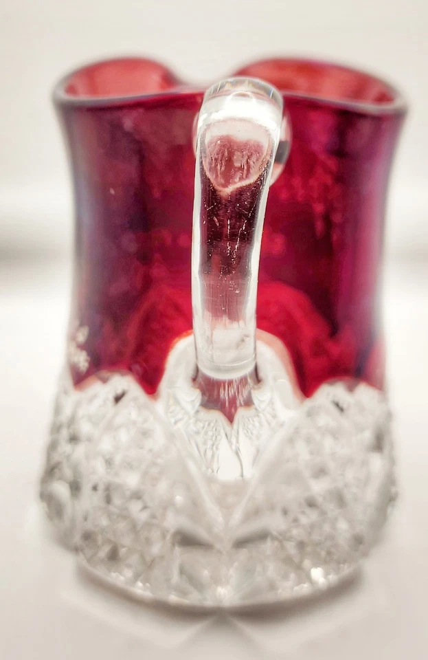 ANTIQUE 1904 Ruby Stained Souvenir EAPG Creamer Pitcher | Elkhorn Fair Wisconsin - Image 4 of 4