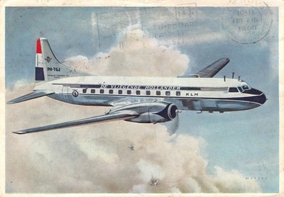 KLM The Flying Hollander 1960 Airplane Postcard