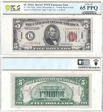 1934-A $5 Hawaii Fr-2302 PCGS GEM CU-65 PPQ