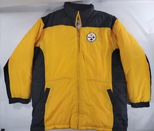 VINTAGE NFL AUTHENTIC PITTSBURGH STEELERS FLEECE LINED PUFF JACKET SZ XL/EX EUC
