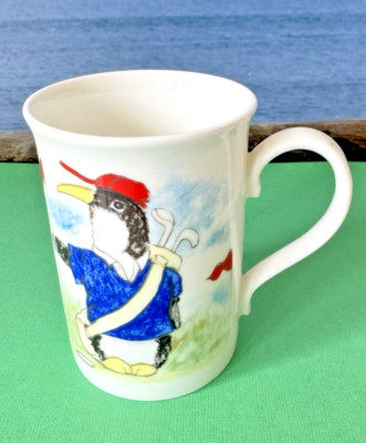 Herzogin Fine Bone China Kaffee Tee Tasse Becher Pinguin spielt Golf Muster F Neu