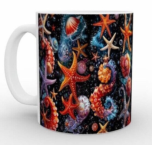 Sensational Sea Life - Mug Set, Starfish Bubbles Ocean Marine Aquatic Underwater - Picture 1 of 12
