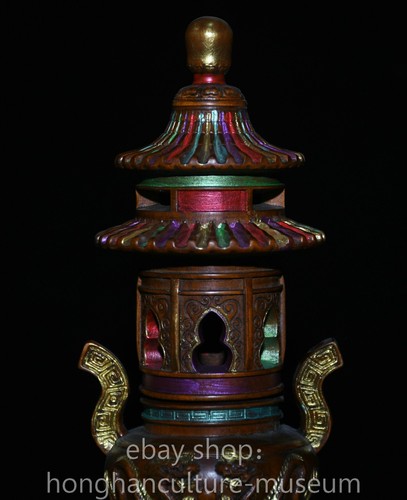 8.8" Old Chinese dynasty boxwood Carving Dragon beast Incense Burner Censer - Picture 13 of 17