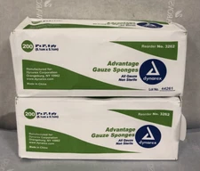 Dynarex #3262, Advantage Gauze Sponges, 2" x 2", 8 ply, 200/pack, Lot of 2 packs