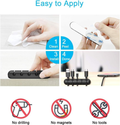 Clips Câble Organisateur Bureau, 3 Pack Support de Câble Cadre en Métal