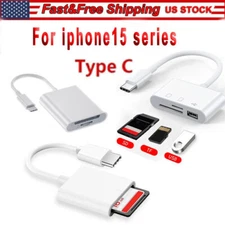 For Apple iPhone 15 Pro Max Plus USB Stick SD TF Card Reader Type C OTG Adapter