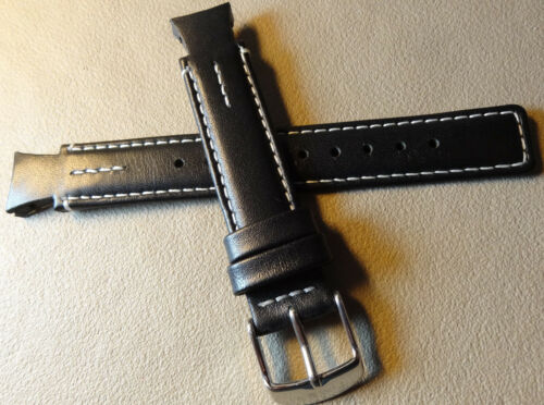 ONLY FITS UNIQUE ENDS Timex Black Genuine Leather White High Contrast Stitching - Picture 3 of 10