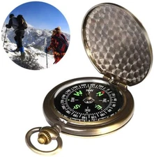 Camping Outdoor Hiking Portable Classic Brass Survival Compass Pocket Watch Map