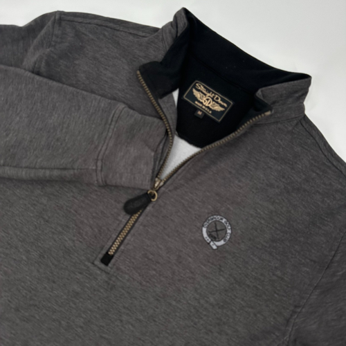 Straight Down Golf Sweater Mens Medium Gray Performance Mock Neck Quarter Zipper