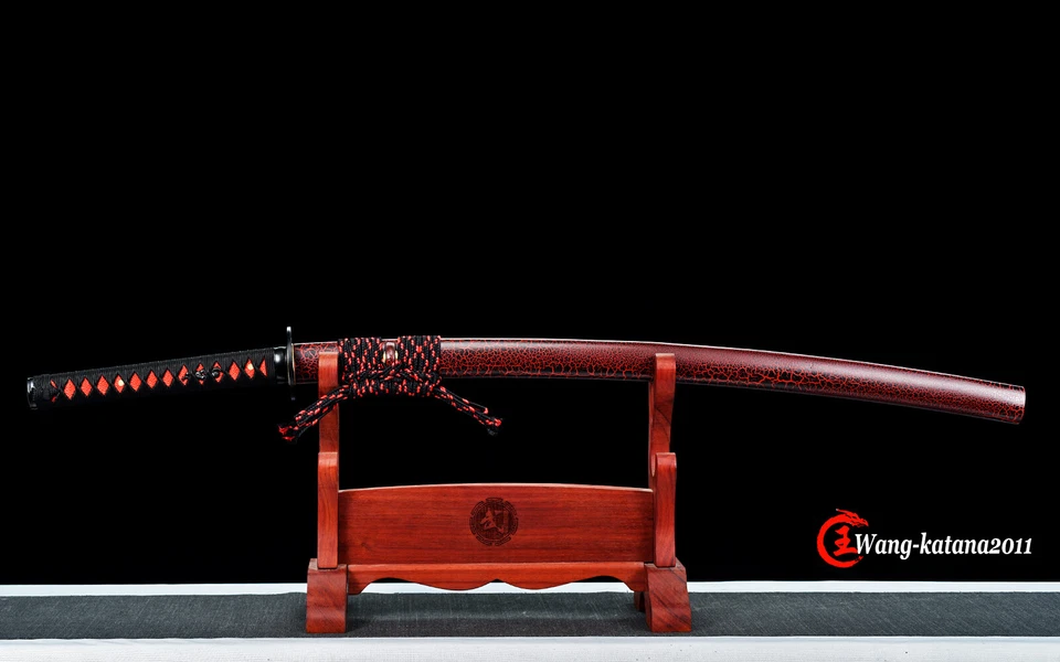 Unique Red & Blue Sharp Japanese Samurai Katana Sword Damascus 1095 Folded Steel - Image 3 of 4