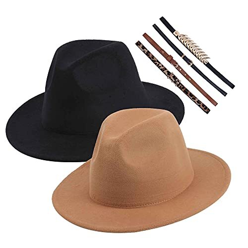 Womens Classic Wide Brim Fedora Hats Wool Floppy Panama Hat for #1 - Main Image