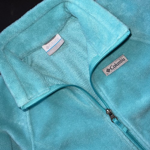 COLUMBIA youth girls Full-zip JACKET SWEATER S 7/8 TURQUOISE blue Green FLEECE - Picture 4 of 6
