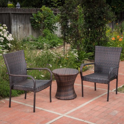 Parham Outdoor Piece Multi-brown Wicker Stacking Chair Chat