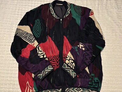 Authentic COOGI Australia SZ (L) Cotton Zip Up Sweater Crew Men (vintage)