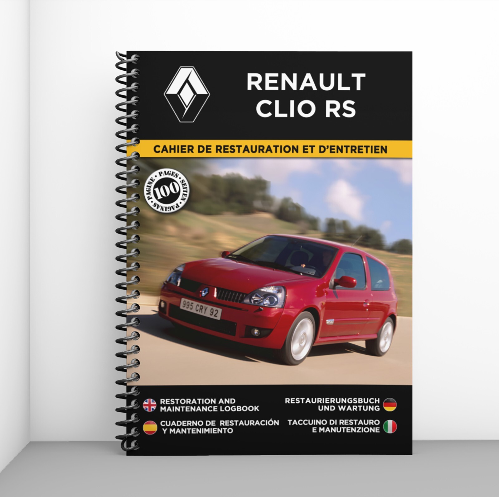 Cahier de restauration Renault Clio 2 RS idée cadeau pour passionné auto
