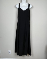 Banana Republic Black Slip Dress Size Petite M – Slit, Crisscross Back, Elegant