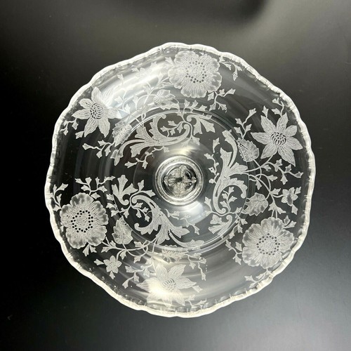 Vintage Cambridge Elegant Glass No. 3500 Gadroon WILDFLOWER Etch 5" Compote - Picture 2 of 11