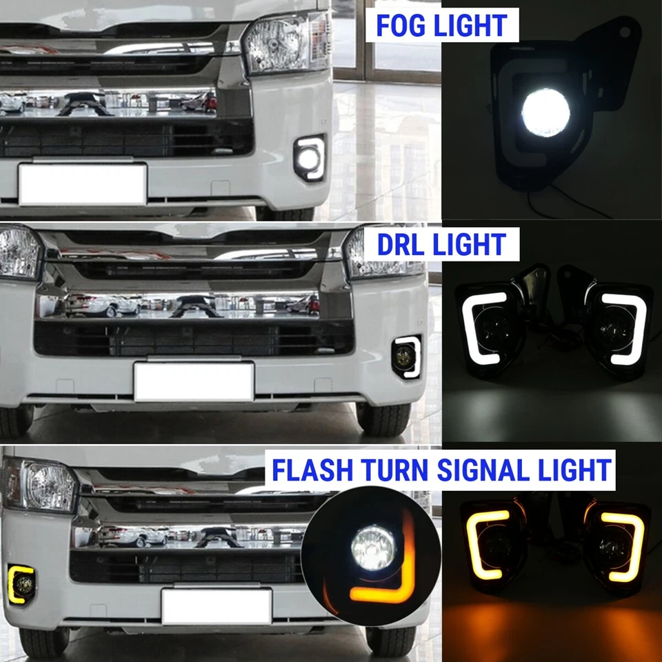 Luz antiniebla de conducción diurna DRL con señal de giro para Toyota Hiace 2014-2018 Foto 4 de 4