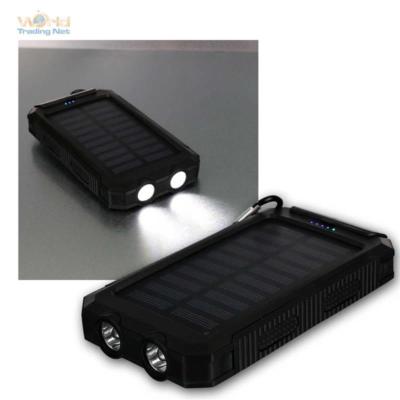 Outdoor Powerbank 8000mAh mit Solar und Taschenlampe Zusatzakku 2x USB Ladegerät