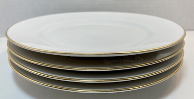 Ten Strawberry Street Salad Plates White w Gold Rim by Monno Set of