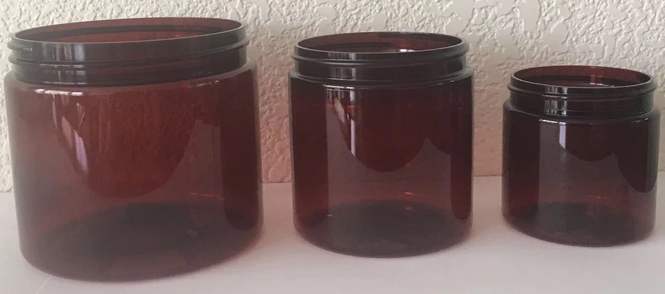 4 oz, 16 OZ AMBER PET CONTAINER STRAIGHT SIDED JARS W/ BLACK SMOOTH LINED CAPS - Image 4 of 4