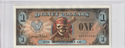 【希少】 Disney Dollar パイレーツ・オブ・カリビアン 1ドル札 Disney Dollar 2007 $1 Pirates of the Caribbean Certified Gem