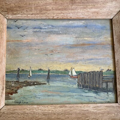 Antique Nantucket  Harbor Scene 0/B by Listed Artist George Lear FREE SHIPPING!
