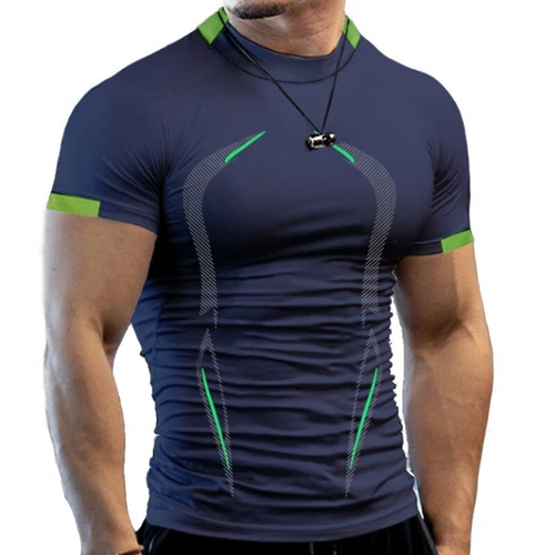 Men's Fitness T-Shirt Uv Short Sleeve Swimming T-Shirt Quick Drying Sports Tops# - Picture 7 of 12