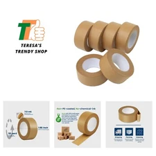 Brown Packing Tape, Kraft Paper Tape Brown Gummed Tape for Packing Boxes, Shi...