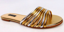 NEW! Nine West Links Slide Dress Strappy Sandals Women's Size 7.5 M, Gold/Silver