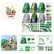 140 Pcs Soccer Party Favors Birthday Party Decorations Supplies Drawstring Ba...