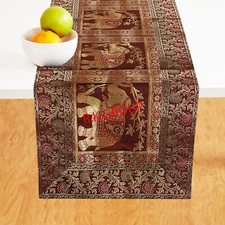 60X16" SILK Mahroon Embroidered Table Runner Wedding Party Banquet Decoration